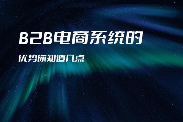 b2b电商系统的优势你知道几点